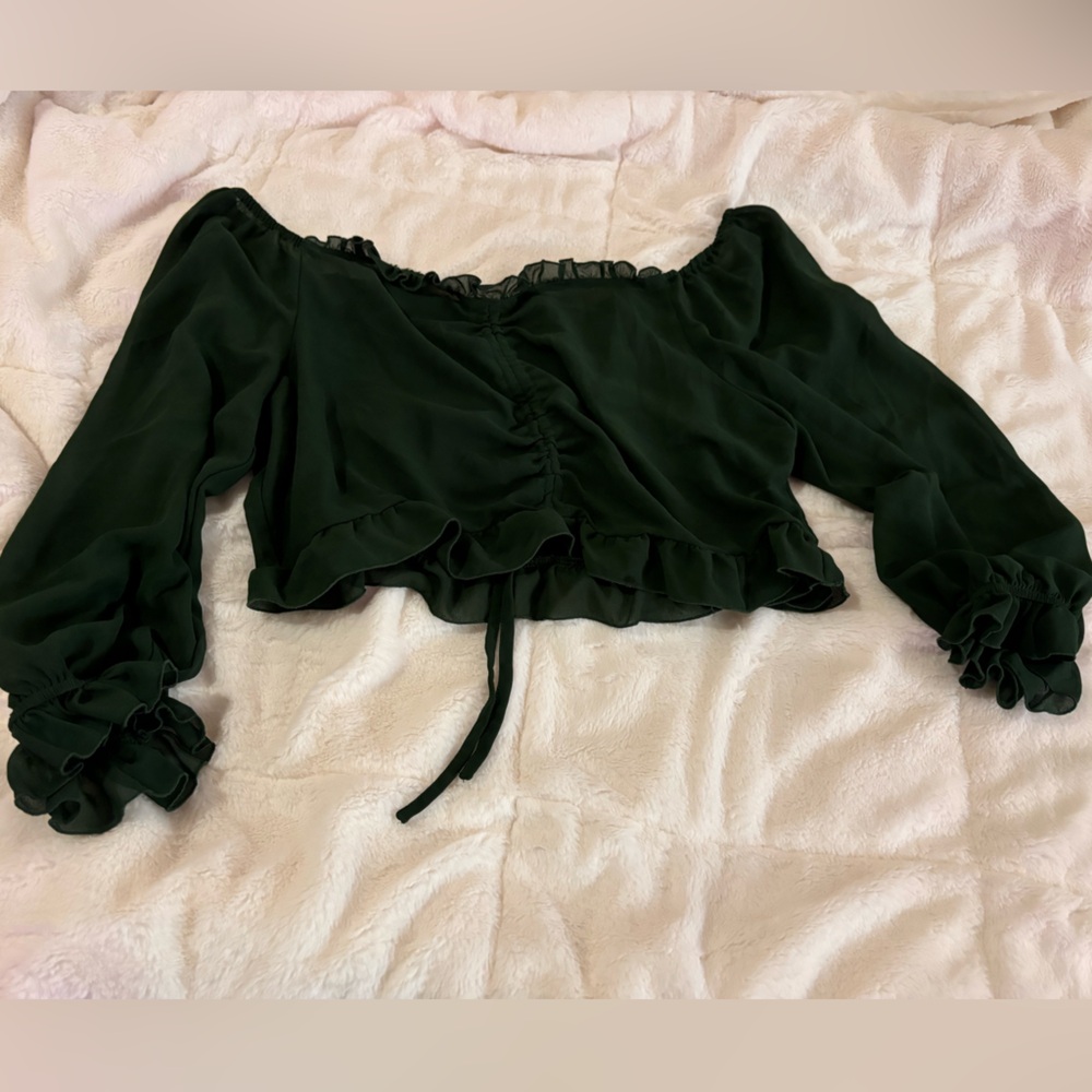 Cute olive green crop top